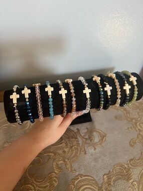 12pc Beaded Cross Bracelets